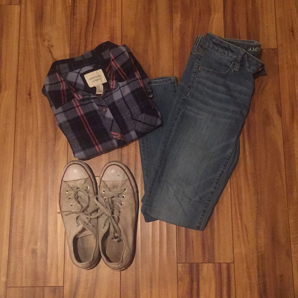Forever 21 Blue Plaid Flannel - Size M (EUC)